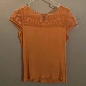 Orange mesh flower shirt